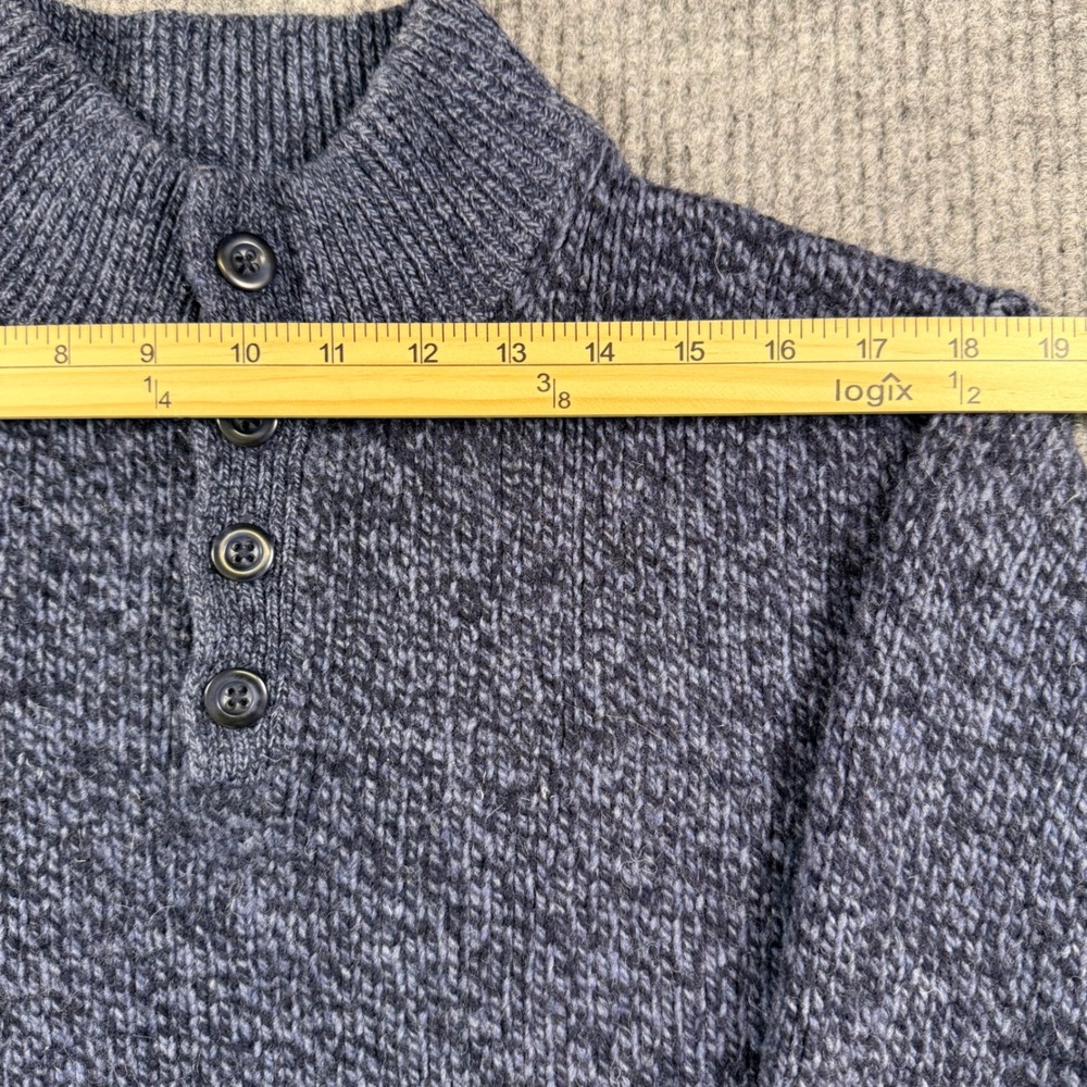 LL Bean Mens XL Tall Lambswool Mock Neck Button Sweater Blue Marl 251615 - Picture 3 of 8